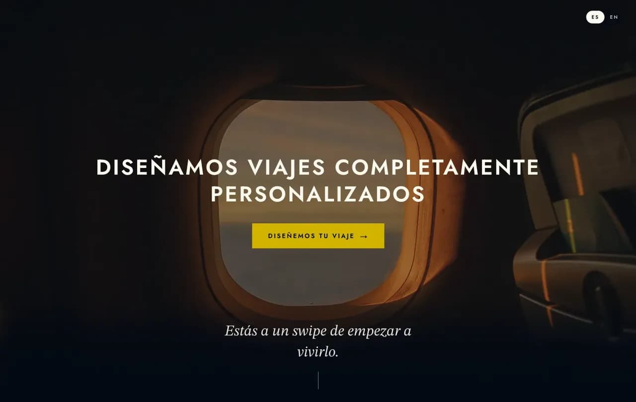 Portada del sitio de una agencia de viajes hecho por Nexa