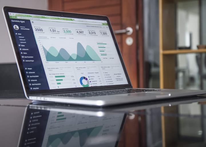 Dashboard de analytics con métricas en pantalla